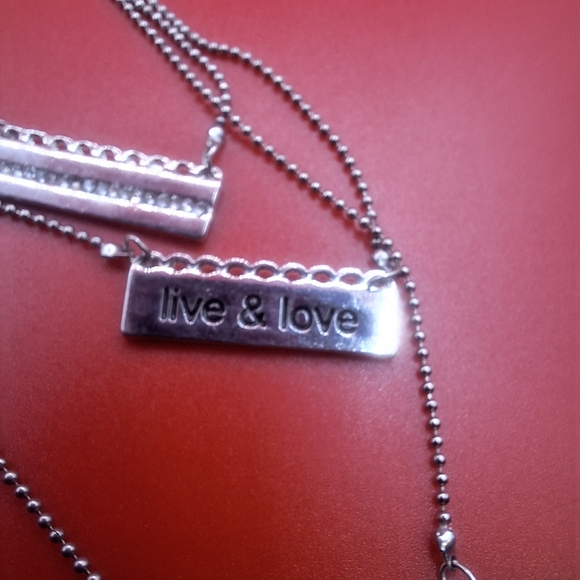 Christopher and Banks 3 three tiered necklace live & love and rhinestone - Picture 7 of 10